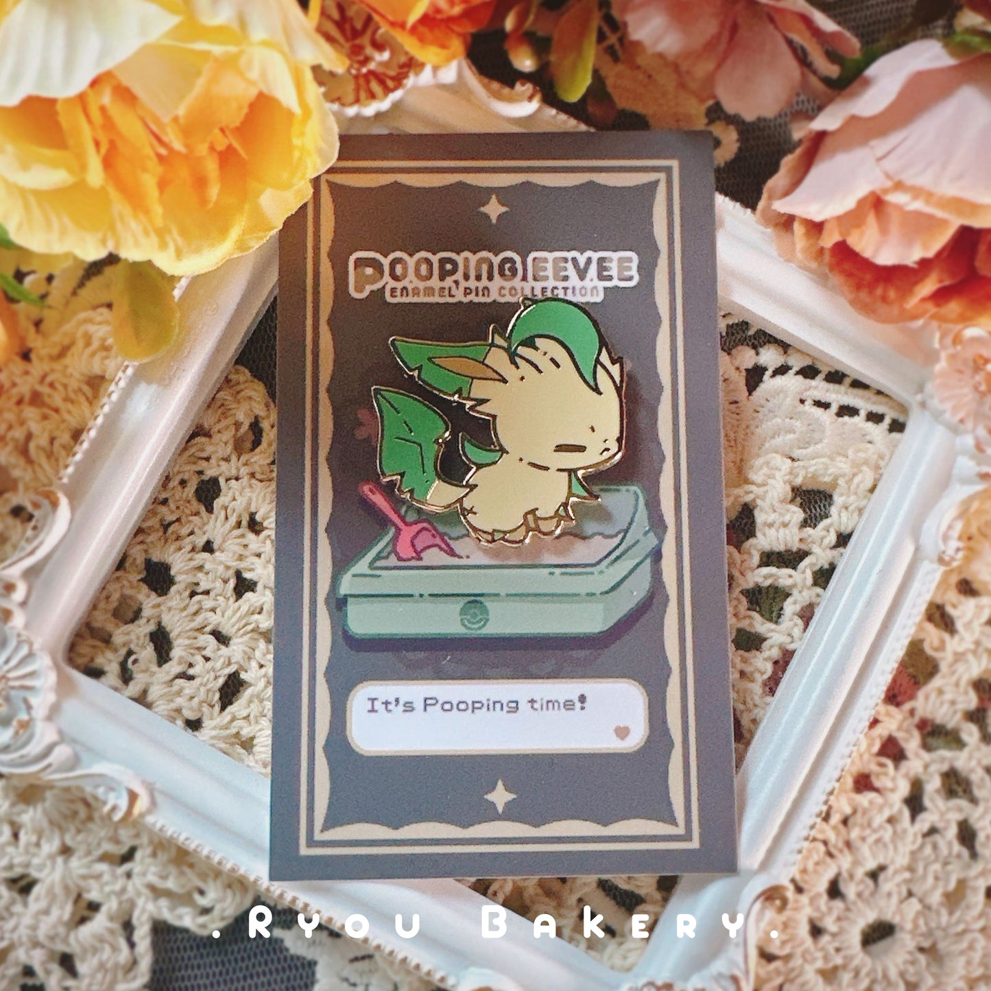 Pokemon Pooping Leafeon Enamel Pin