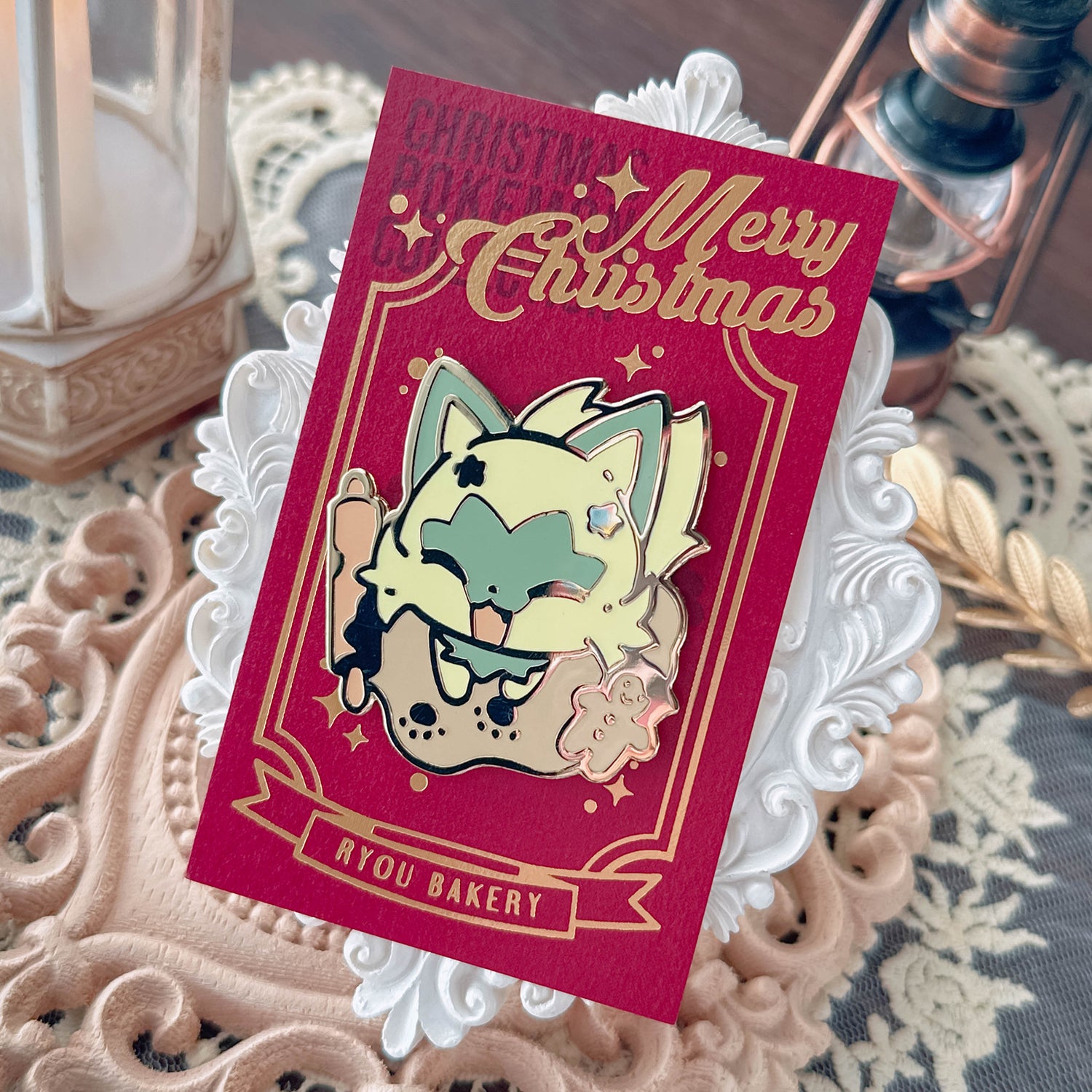 Christmas Pokemon Sprigatito Enamel Pin Christmas Pokemon Sprigatito Enamel Pin