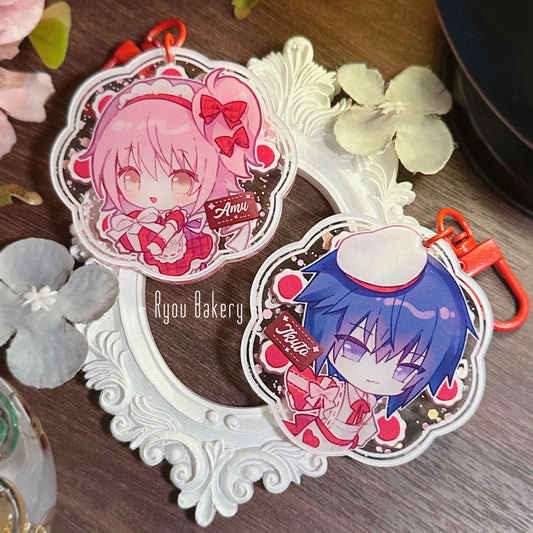 Shugo Chara Ikuto & Amu Keychain [Strawberry Cake]