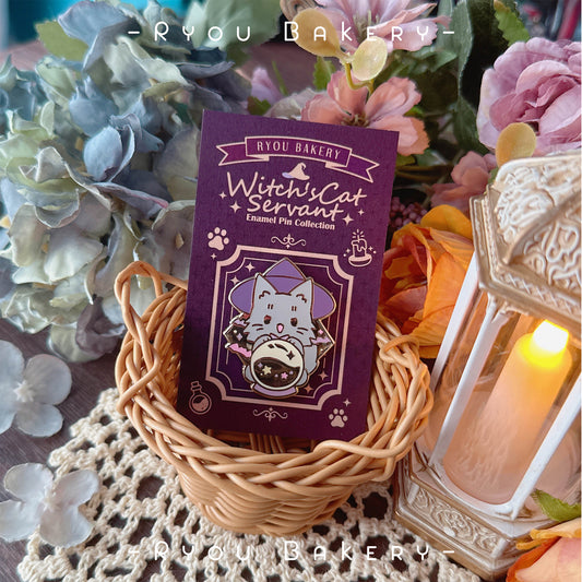 Witch's Cat Servant Enamel Pin - Crystal Ball